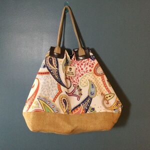 Peter Millar Multicolor Paisley Tote with Tan Base